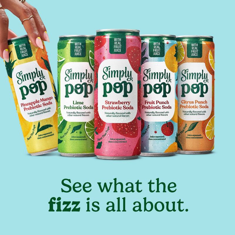 slide 2 of 11, Simply Beverages Simply Pop Pineapple-Mango Prebiotic Soda - 12 fl oz Slim Can, 12 fl oz