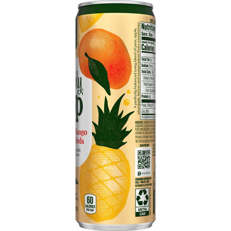 slide 7 of 11, Simply Beverages Simply Pop Pineapple-Mango Prebiotic Soda - 12 fl oz Slim Can, 12 fl oz