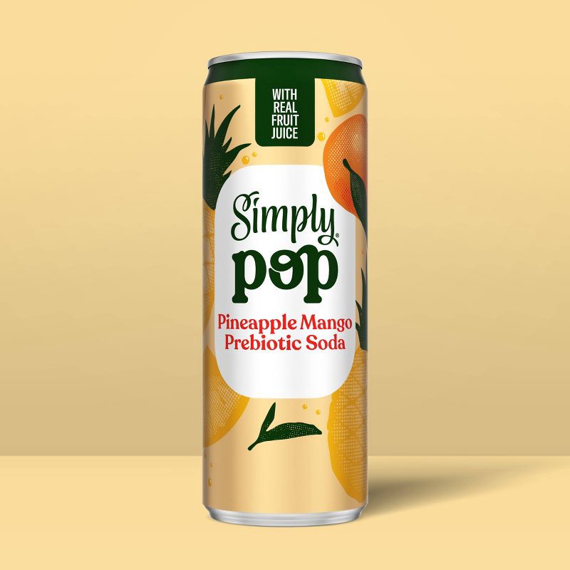 slide 9 of 11, Simply Beverages Simply Pop Pineapple-Mango Prebiotic Soda - 12 fl oz Slim Can, 12 fl oz