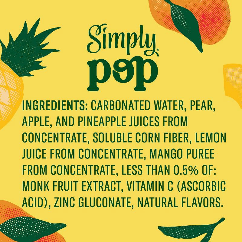 slide 11 of 11, Simply Beverages Simply Pop Pineapple-Mango Prebiotic Soda - 12 fl oz Slim Can, 12 fl oz