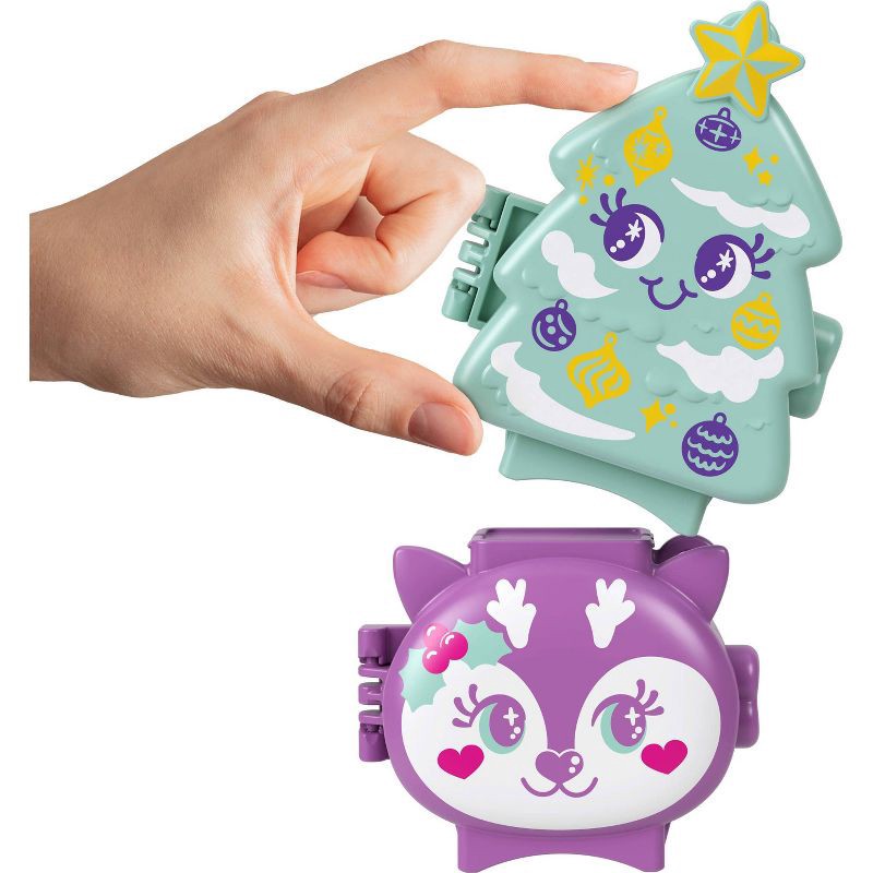 slide 2 of 6, Polly Pocket Holiday Connects Bundle, Stackable Compact Playset with Micro Doll Accessories, & Pet, 1 ct