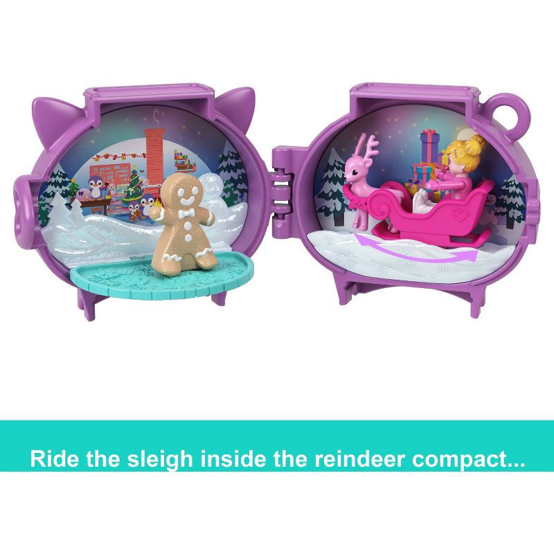 slide 3 of 6, Polly Pocket Holiday Connects Bundle, Stackable Compact Playset with Micro Doll Accessories, & Pet, 1 ct