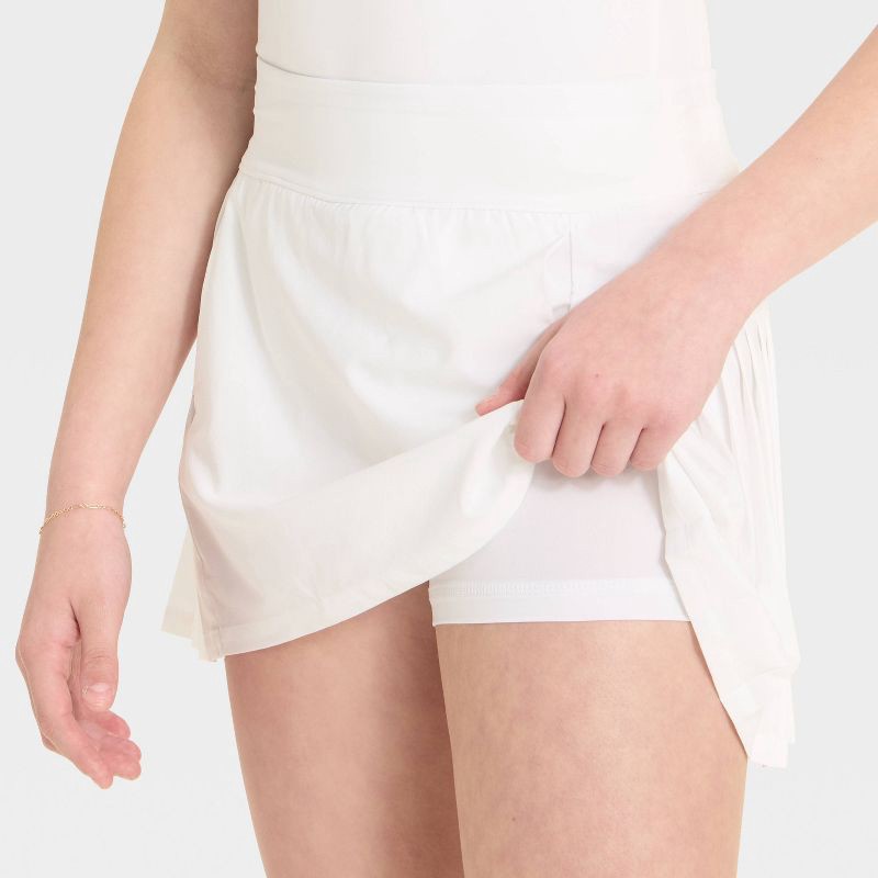 slide 3 of 3, Girls' Active Light Uniform Skort - All In Motion™ White L, 1 ct