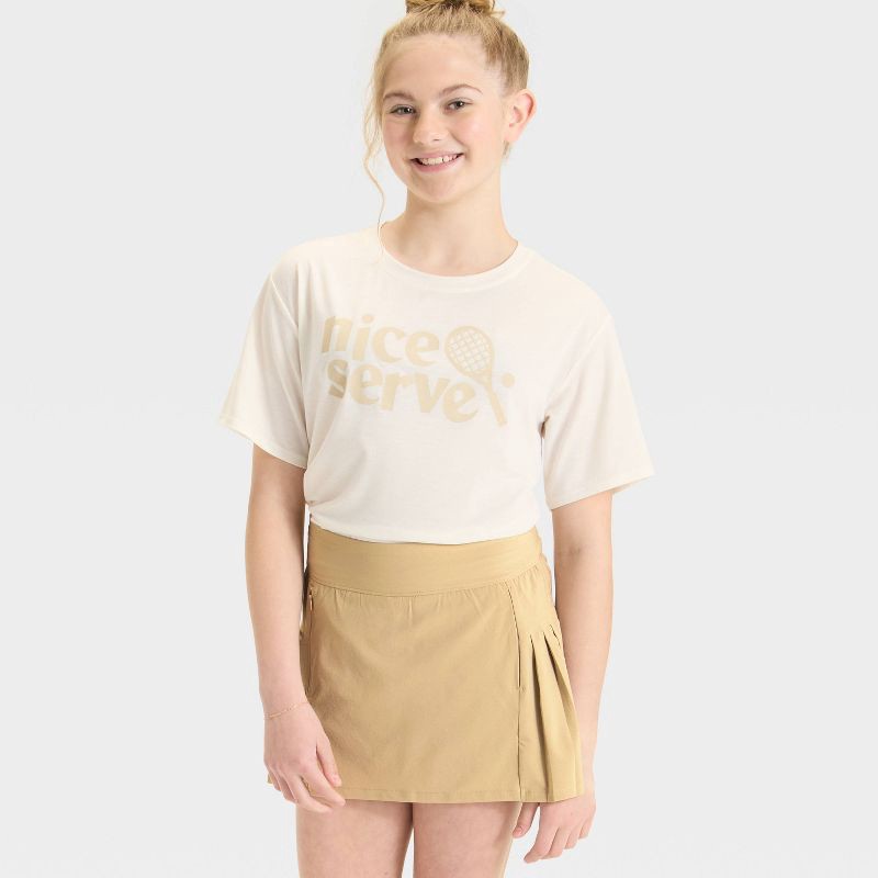slide 3 of 3, Girls' Active Light Uniform Skort - All In Motion™ Khaki L, 1 ct