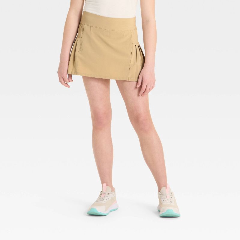 slide 1 of 3, Girls' Active Light Uniform Skort - All In Motion™ Khaki L, 1 ct