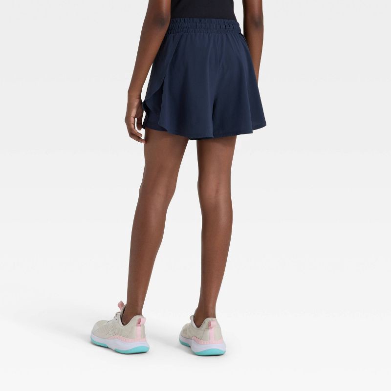 slide 2 of 3, Girls' Flowy Shorts - All In Motion™ Navy Blue XL, 1 ct