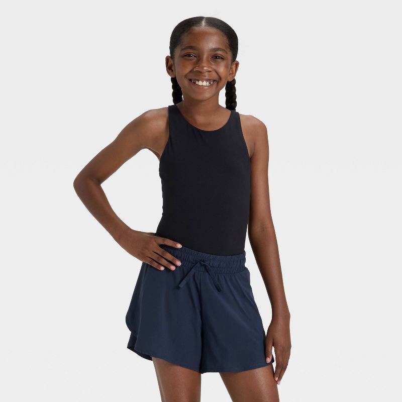slide 3 of 3, Girls' Flowy Shorts - All In Motion™ Navy Blue XL, 1 ct