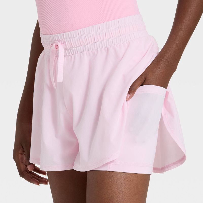 slide 3 of 3, Girls' Flowy Shorts - All In Motion™ Light Pink XL, 1 ct