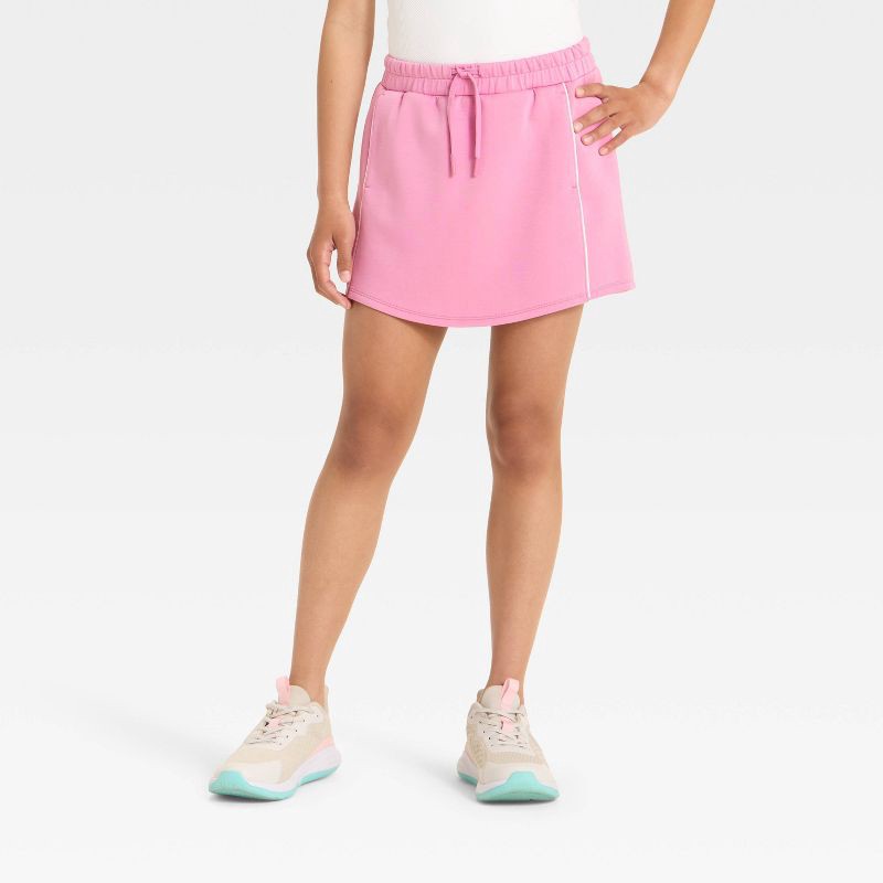 slide 1 of 3, Girls' Airy Sleek Piped Skort - All In Motion™ Rose Pink M, 1 ct