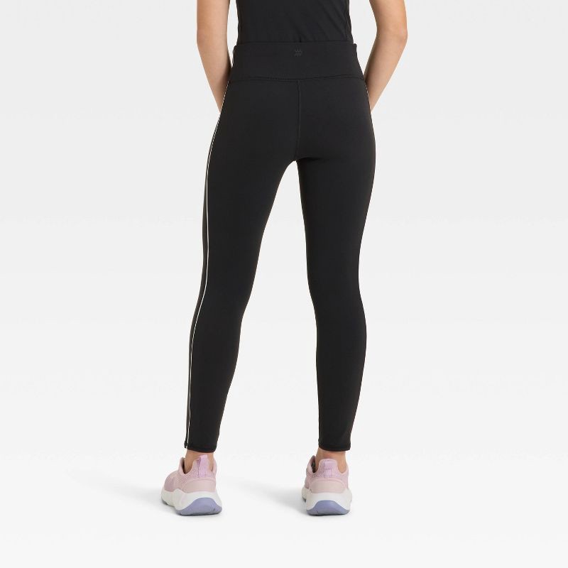 slide 2 of 3, Girls' Everyday Soft Piped Leggings - All In Motion™ Black XL, 1 ct