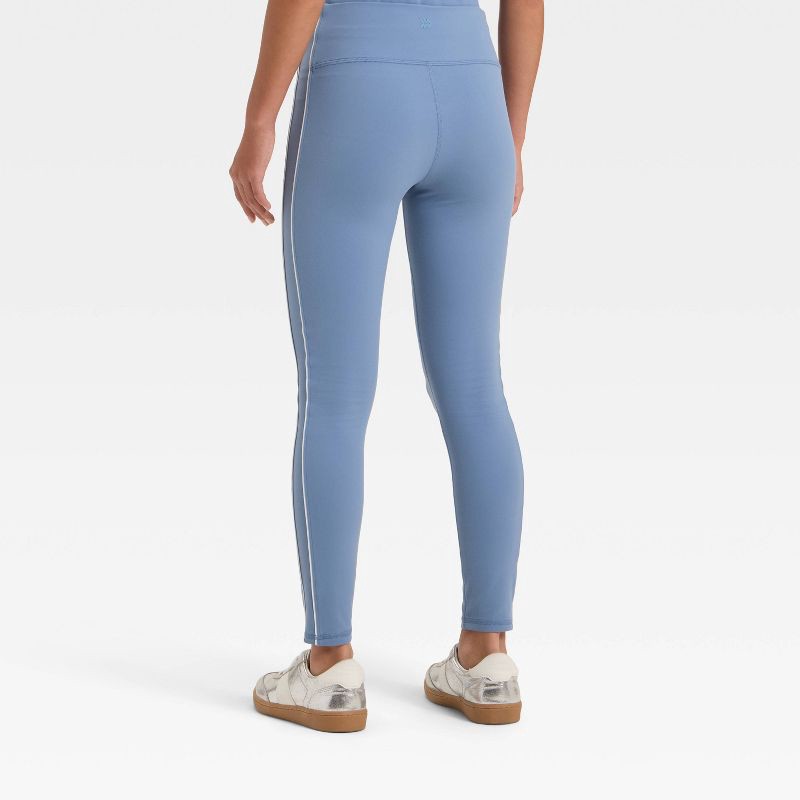 slide 2 of 3, Girls' Everyday Soft Piped Leggings - All In Motion™ Slate Blue XS, 1 ct