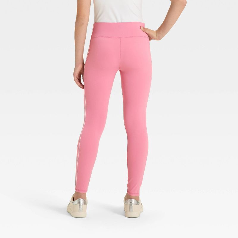 slide 2 of 3, Girls' Everyday Soft Piped Leggings - All In Motion™ Rose Pink XL, 1 ct