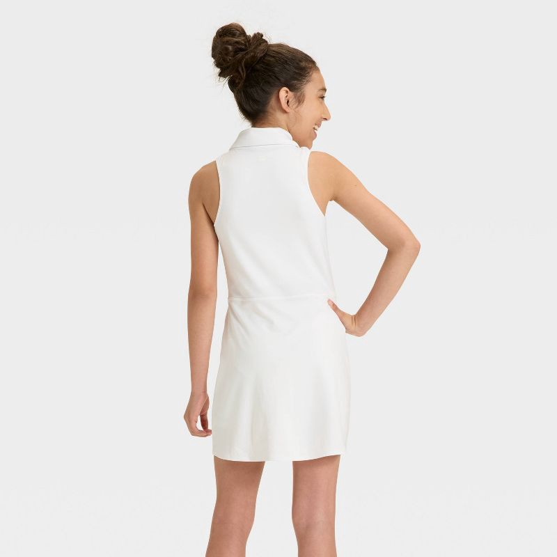 slide 2 of 3, Girls' Uniform Polo Dress - All In Motion™ White M, 1 ct