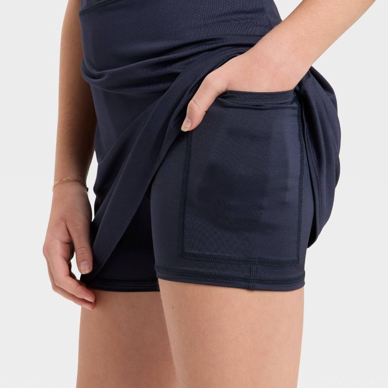 slide 3 of 3, Girls' Uniform Polo Dress - All In Motion™ Navy Blue L, 1 ct
