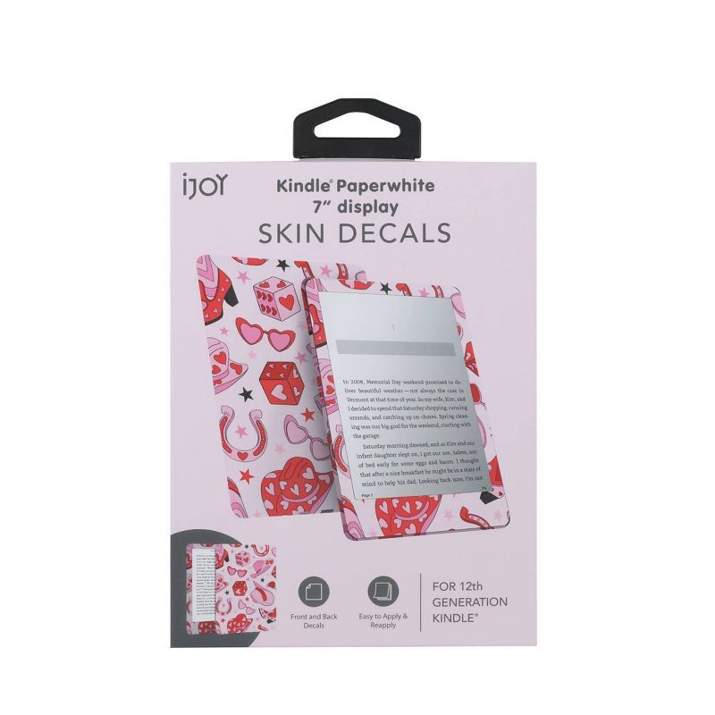 slide 2 of 3, iJoy 2pc Decal for Kindle Paper White 12th Generation and Paper White Signature - Fun Cow Girl Pattern, 2 ct