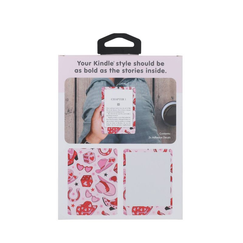 slide 3 of 3, iJoy 2pc Decal for Kindle Paper White 12th Generation and Paper White Signature - Fun Cow Girl Pattern, 2 ct