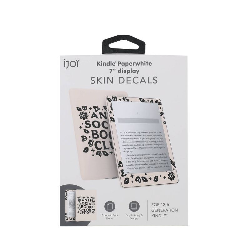 slide 2 of 3, iJoy 2pc Decal for Kindle Paper White 12Th Generation and Paper White Signature - Anti-Social Book Club, 2 ct