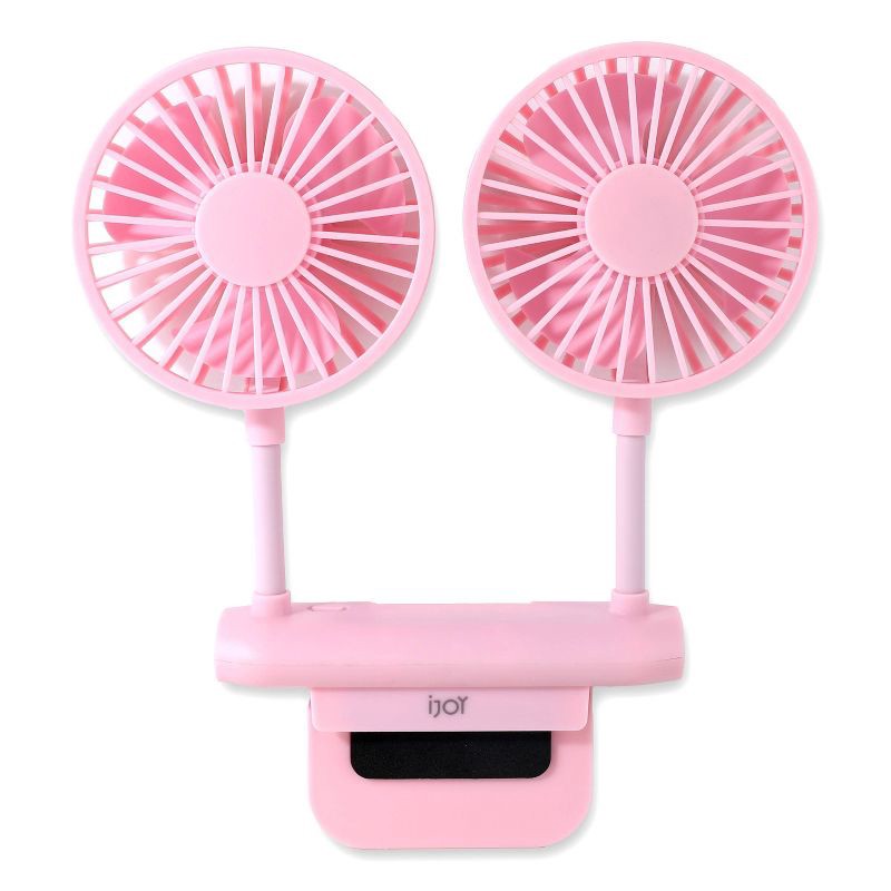 slide 2 of 2, IJoy Cool Clip Pro Portable Fan - Pink: Rechargeable USB, ABS Material, 3 Speeds, 1 ct