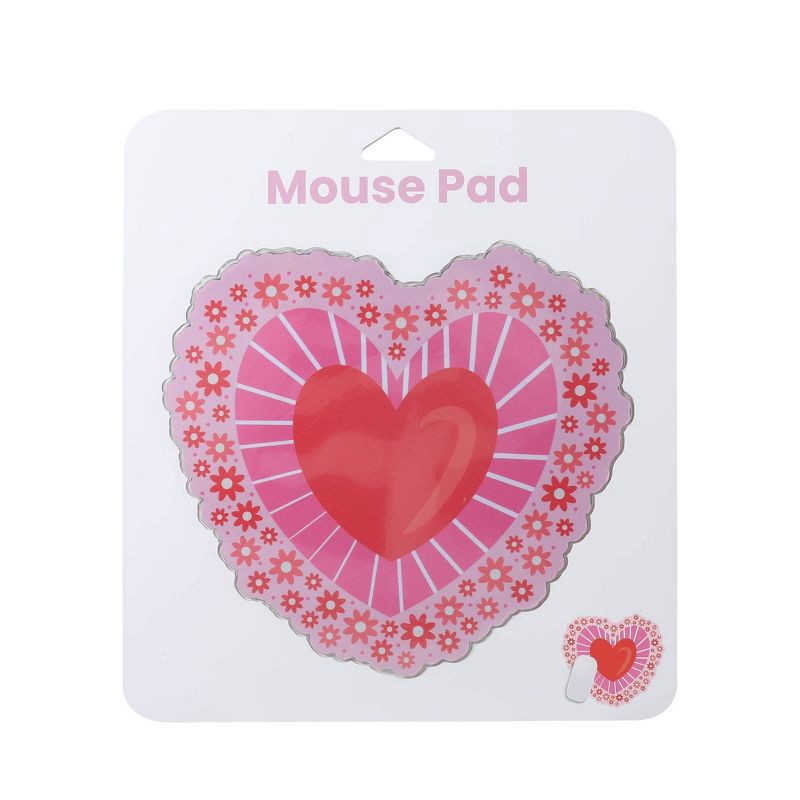 slide 2 of 3, IJoy Fabric Mouse Pad - Pink Heart: Slim Rubber Design for Computer Accessories, 1 ct