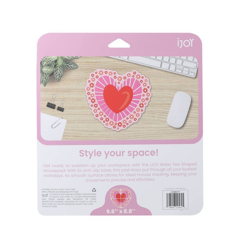 slide 3 of 3, IJoy Fabric Mouse Pad - Pink Heart: Slim Rubber Design for Computer Accessories, 1 ct