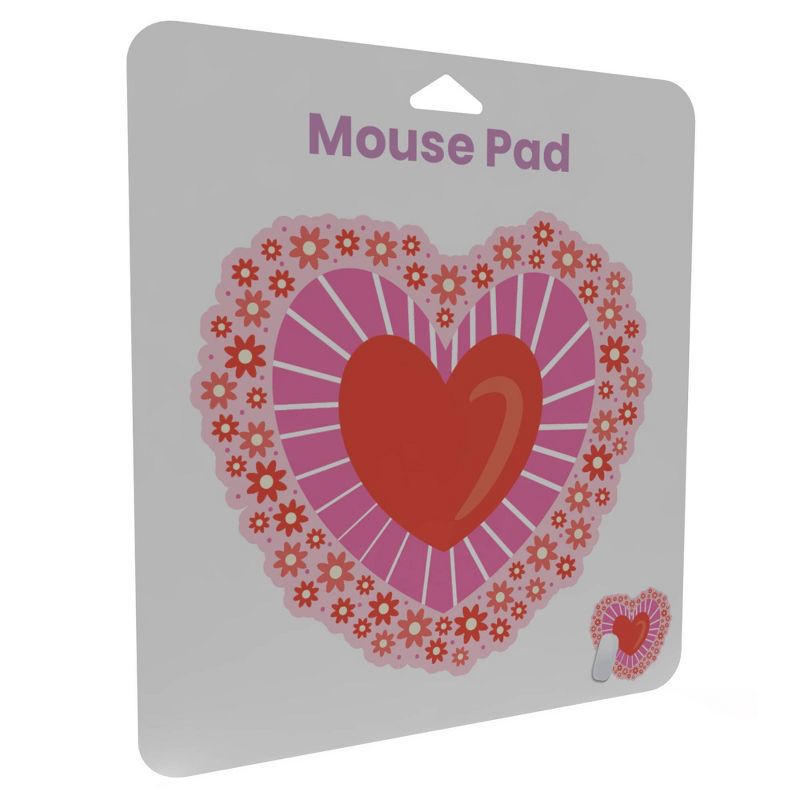 slide 1 of 3, IJoy Fabric Mouse Pad - Pink Heart: Slim Rubber Design for Computer Accessories, 1 ct