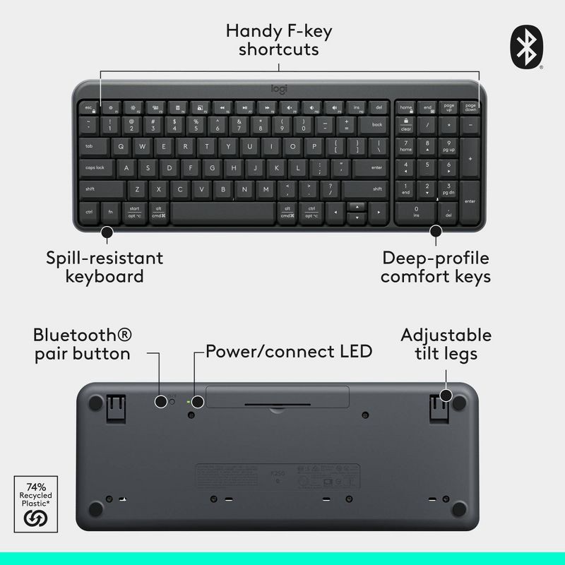 slide 7 of 9, Logitech Bluetooth Compact Keyboard - Black, 1 ct