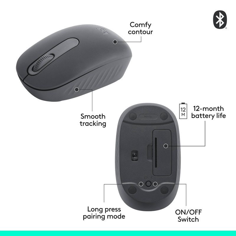 slide 7 of 10, Logitech M196 Bluetooth Mouse - Black: Bluetooth Technology for Home Use, 1 ct