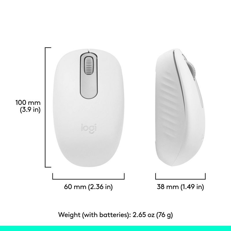 slide 8 of 10, Logitech M196 Bluetooth Mouse - White: Bluetooth, Home Use, 1 ct
