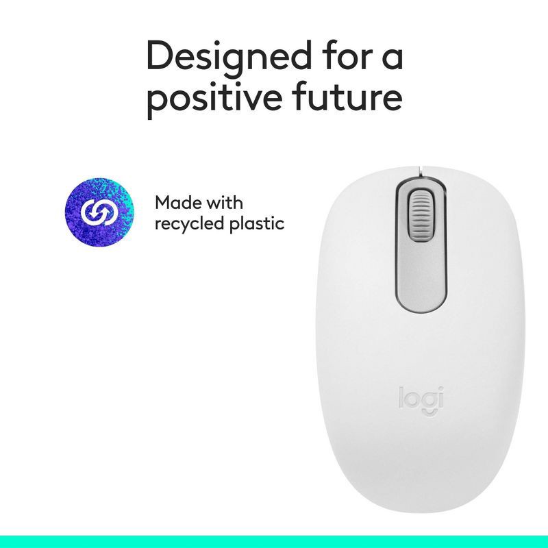 slide 10 of 10, Logitech M196 Bluetooth Mouse - White: Bluetooth, Home Use, 1 ct