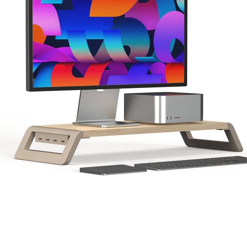 slide 2 of 3, North Monitor Riser Stand with USB Ports: Desk Accessories MDF Hardware, 1 ct