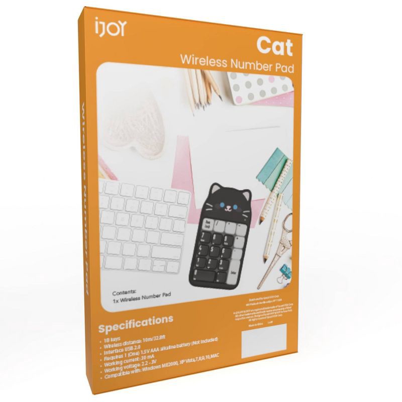 slide 2 of 2, iJoy Wireless Molded Number Pad - Black Cat, 1 ct