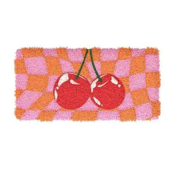 Gems Fluffy Rug Wrist Rest - Checkered Cherries: Polyester Computer Accessory