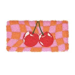 Gems Fluffy Rug Wrist Rest - Checkered Cherries: Polyester Computer Accessory