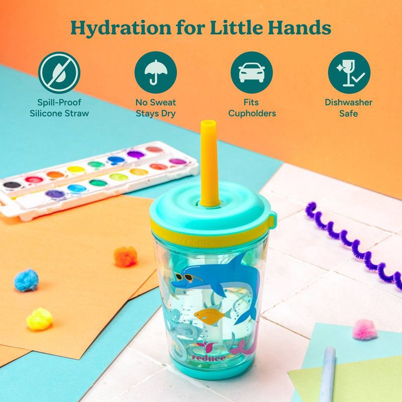 slide 3 of 6, Reduce 12oz Cartwheel Straw Cup Unicorn Magic, 12 oz