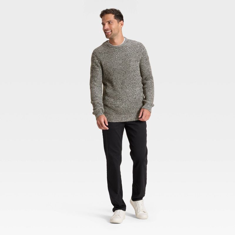 slide 3 of 3, Men's Marled Crewneck Sweater - Goodfellow & Co™ Black L, 1 ct