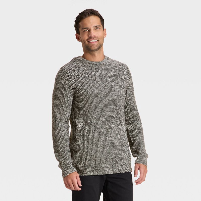 slide 1 of 3, Men's Marled Crewneck Sweater - Goodfellow & Co™ Black L, 1 ct