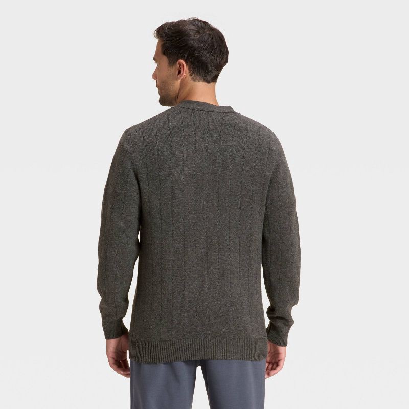 slide 2 of 3, Men's Soft Knit V-Neck Cardigan Sweater - Goodfellow & Co™ Dark Gray L, 1 ct
