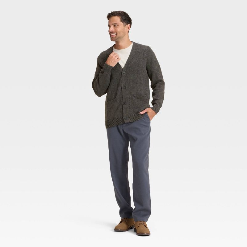 slide 3 of 3, Men's Soft Knit V-Neck Cardigan Sweater - Goodfellow & Co™ Dark Gray XL, 1 ct