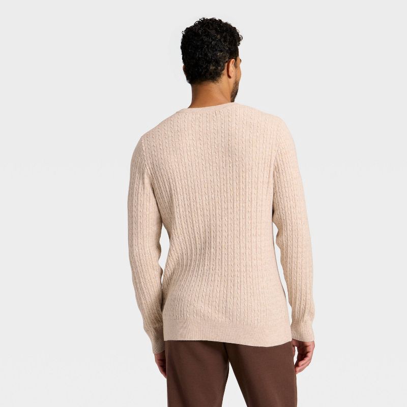 slide 2 of 3, Men's Soft Knit Cable Sweater - Goodfellow & Co™ Oatmeal L, 1 ct