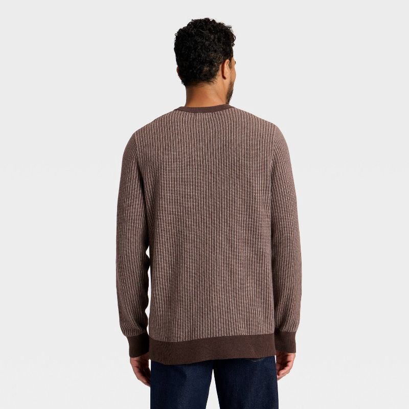 slide 2 of 3, Men's Soft Knit Striped Sweater - Goodfellow & Co™ Brown Striped XL, 1 ct