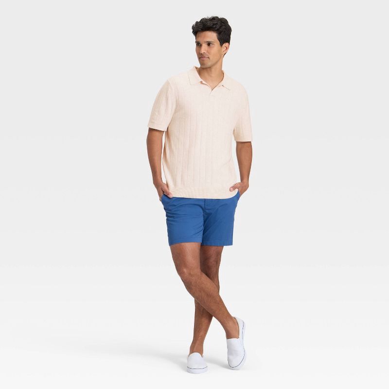 slide 3 of 3, Men's Soft Knit Johnny Collar Polo Sweater - Goodfellow & Co™ Cream Nep XXL, 1 ct