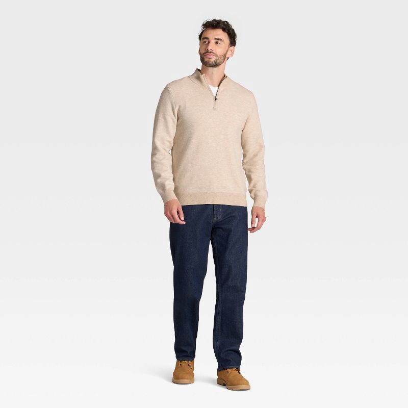slide 3 of 3, Men's 1/4 Zip Sweater - Goodfellow & Co™ Light Beige S, 1 ct