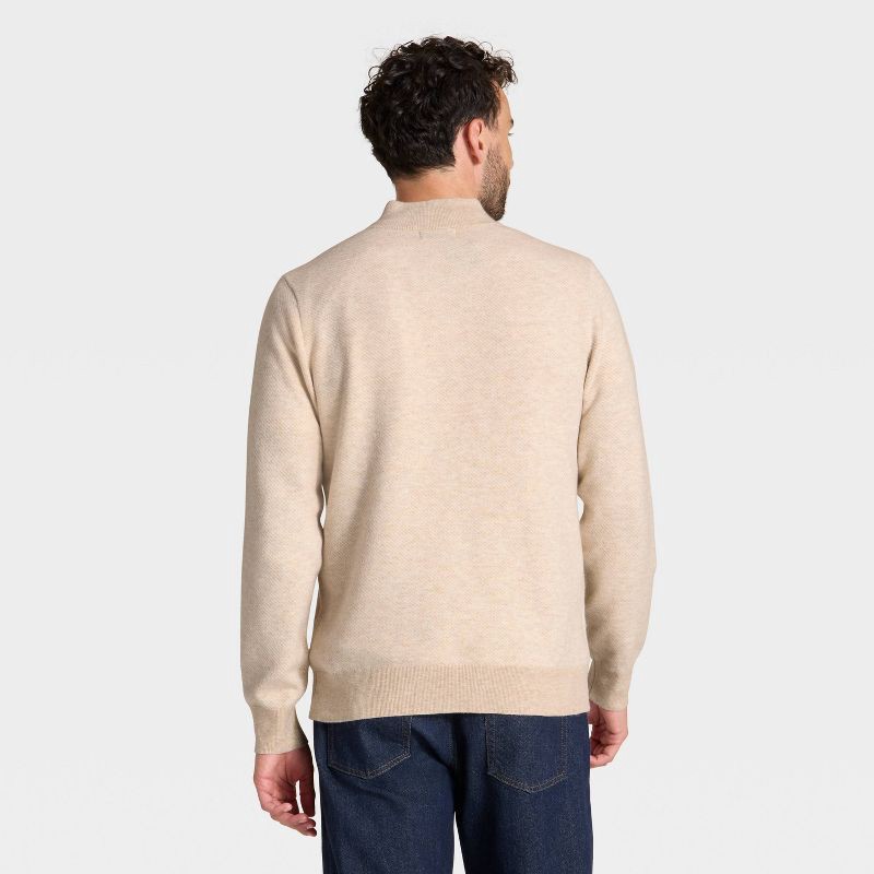 slide 2 of 3, Men's 1/4 Zip Sweater - Goodfellow & Co™ Light Beige M, 1 ct