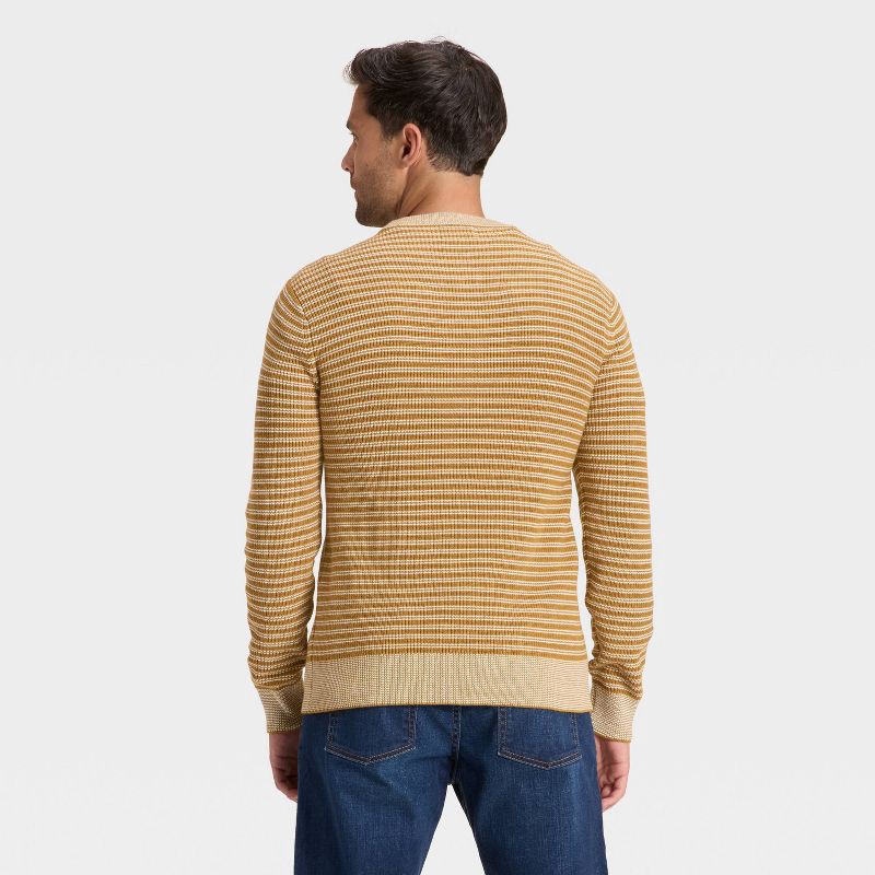slide 2 of 3, Men's Textured Striped Crewneck Sweater - Goodfellow & Co™ Light Gold L, 1 ct
