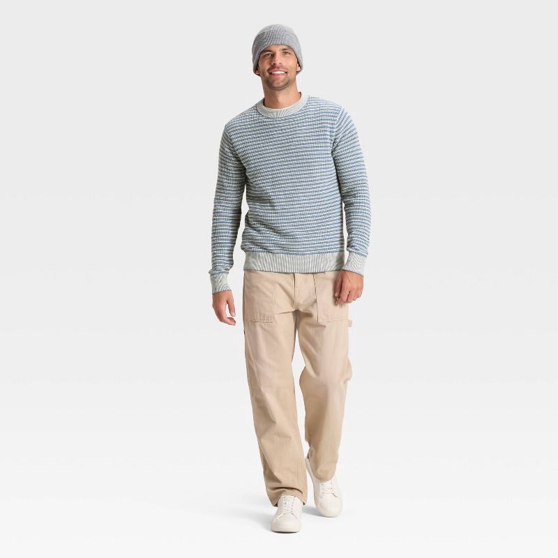 slide 3 of 3, Men's Textured Striped Crewneck Sweater - Goodfellow & Co™ Blue XL, 1 ct