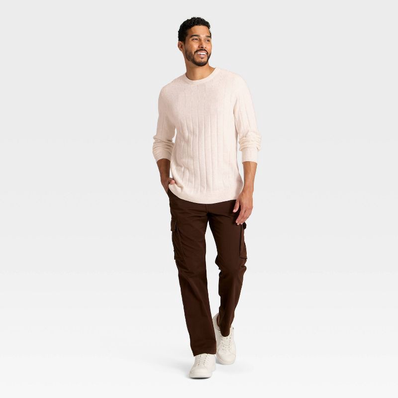 slide 3 of 3, Men's Soft Knit Drop Stitch Sweater - Goodfellow & Co™ Cream L, 1 ct