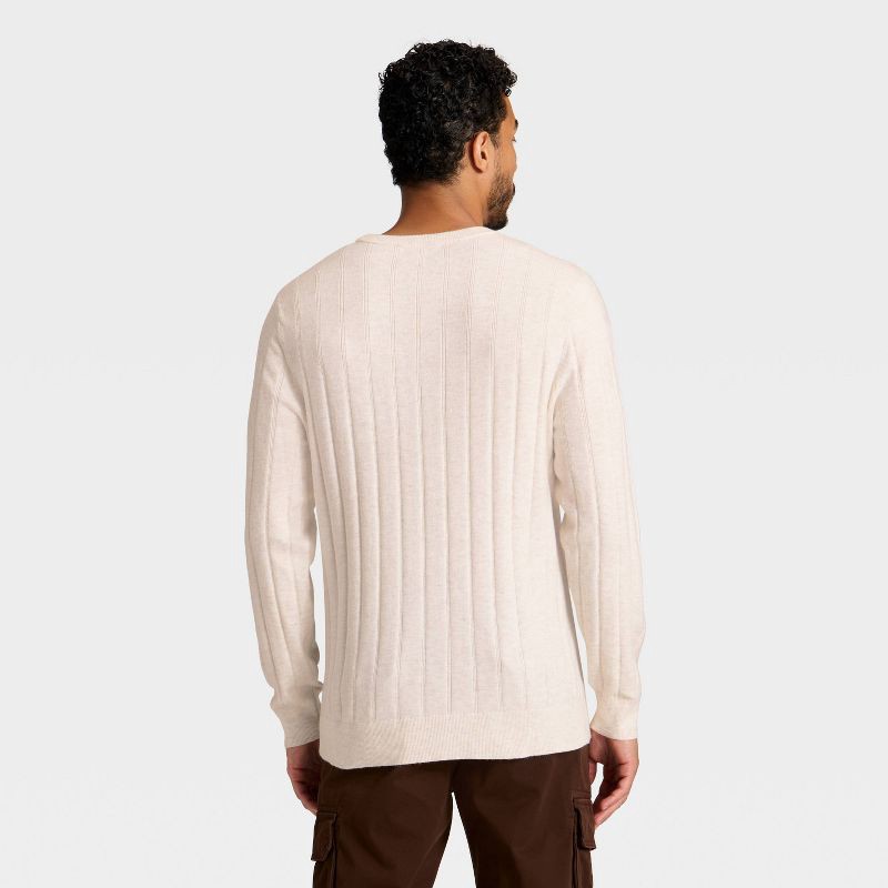 slide 2 of 3, Men's Soft Knit Drop Stitch Sweater - Goodfellow & Co™ Cream XL, 1 ct