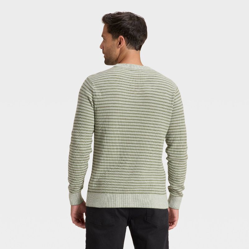 slide 2 of 3, Men's Textured Striped Crewneck Sweater - Goodfellow & Co™ Green S, 1 ct