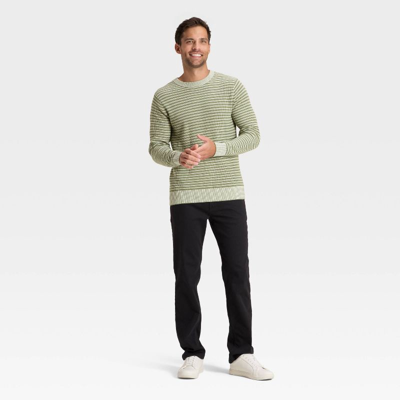 slide 3 of 3, Men's Textured Striped Crewneck Sweater - Goodfellow & Co™ Green L, 1 ct