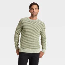 Men's Textured Striped Crewneck Sweater - Goodfellow & Co™ Green XL